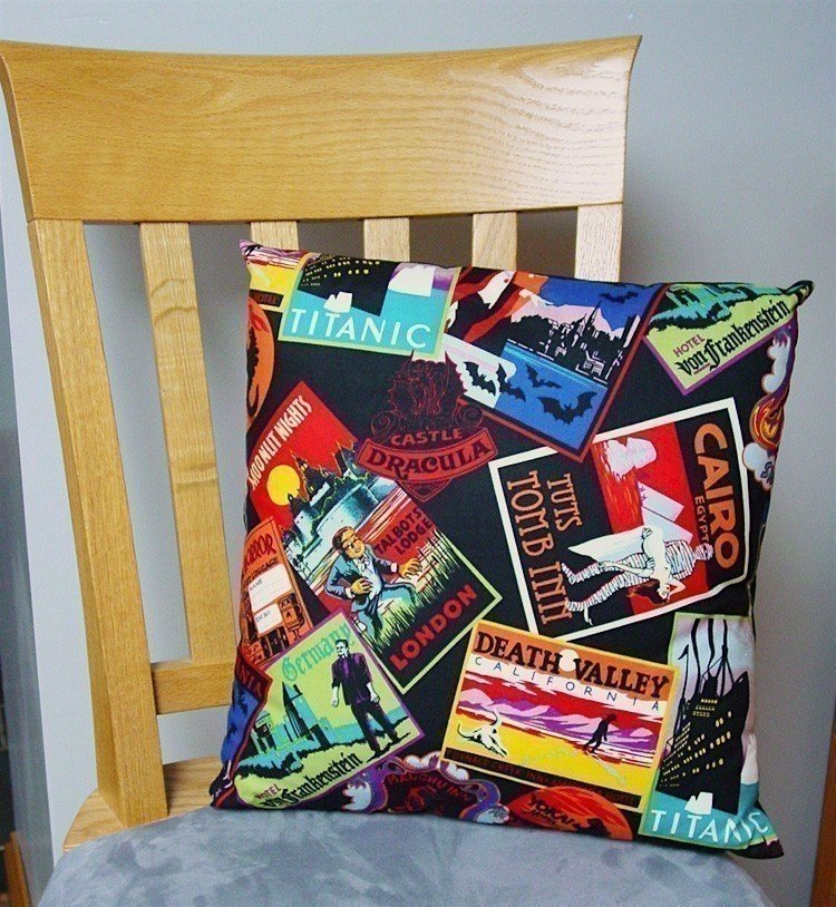 Favorite Haunts - Large Handmade 16x16" Accent or Throw Pillow